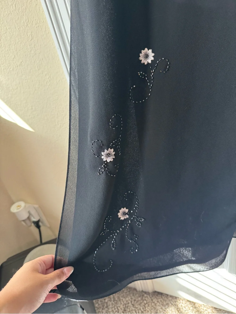 Black Wide-Leg Embellished Skirt Pants - Picture 2 of 4